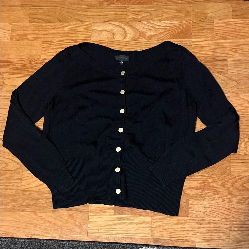 Black Cardigan with Gold Buttons
